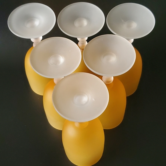 (6) Murano MCM Amber Satin 6" Wine Glasses - Picture 3 of 12